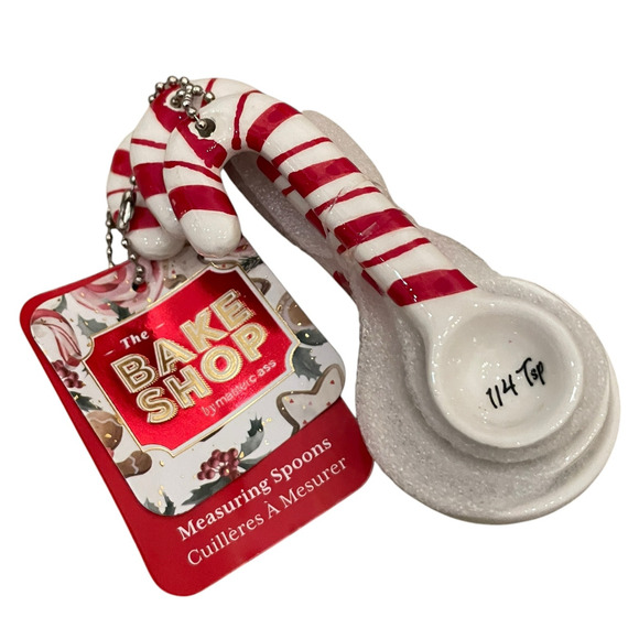 The BakeShop Candy Cane Measuring Spoons Holiday Kitchen NEW - Picture 6 of 10